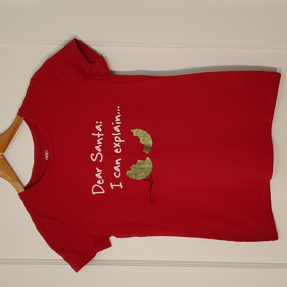NKD "Dear Santa I Can Explain" Red Christmas Novelty T-shirt Size S